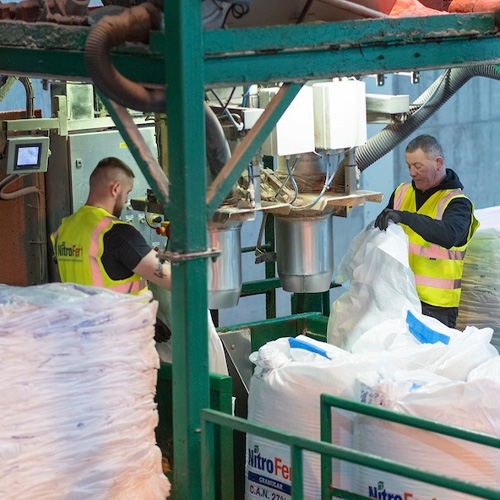 NitroFert workers packing fertiliser